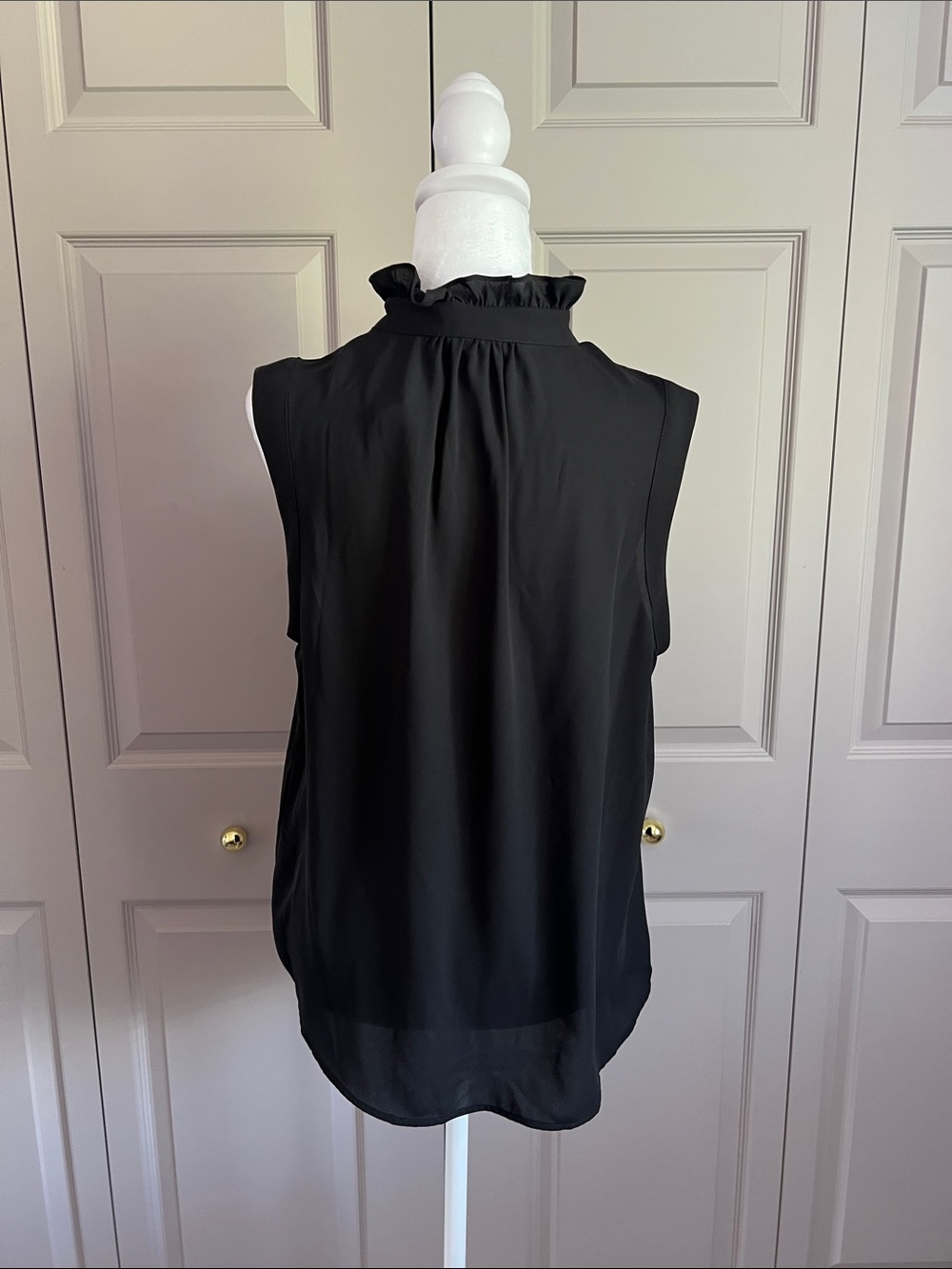 J. Crew Black Sleeveless Ruffle Mock-Neck Blouse - Picture 2 of 3